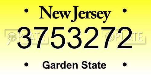 3753272 New Jersey License Plate