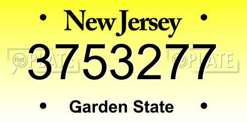 3753277 New Jersey License Plate