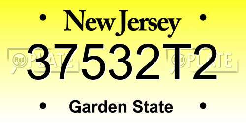 37532T2 New Jersey License Plate