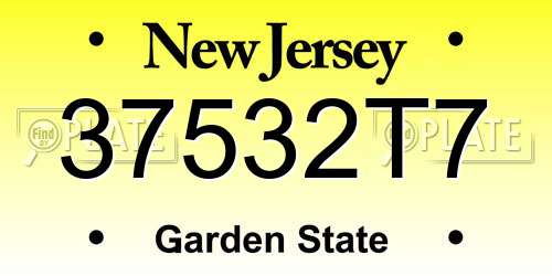 37532T7 New Jersey License Plate