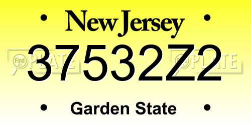 37532Z2 New Jersey License Plate