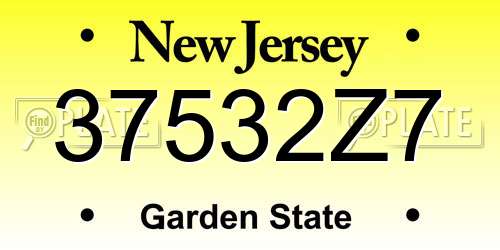 37532Z7 New Jersey License Plate