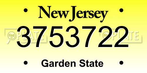 3753722 New Jersey License Plate