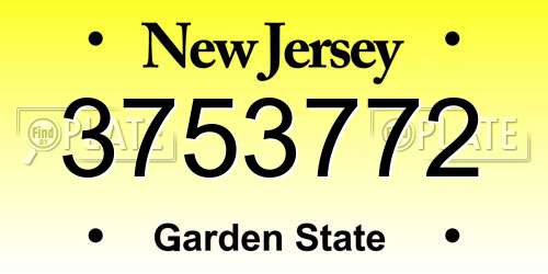 3753772 New Jersey License Plate