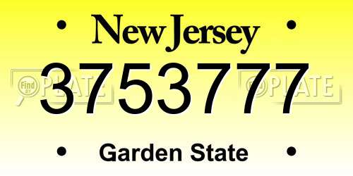 3753777 New Jersey License Plate