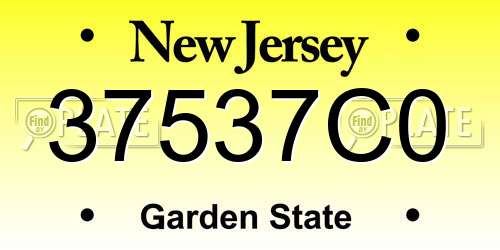 37537C0 New Jersey License Plate