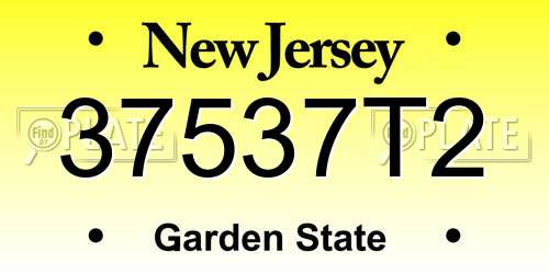 37537T2 New Jersey License Plate
