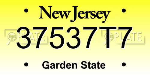 37537T7 New Jersey License Plate