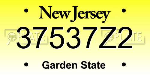 37537Z2 New Jersey License Plate