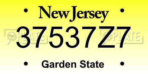 37537Z7 New Jersey License Plate