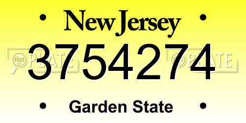3754274 New Jersey License Plate