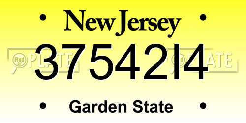37542I4 New Jersey License Plate