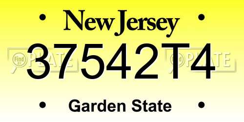 37542T4 New Jersey License Plate