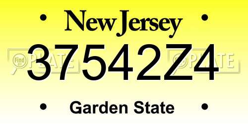 37542Z4 New Jersey License Plate