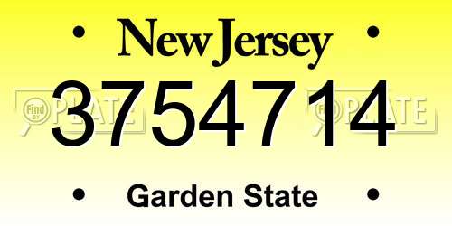 3754714 New Jersey License Plate