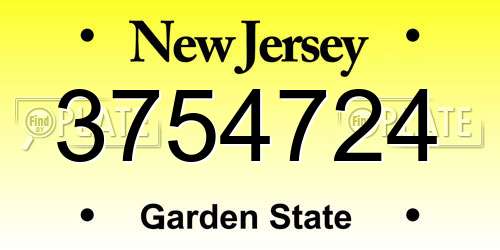3754724 New Jersey License Plate