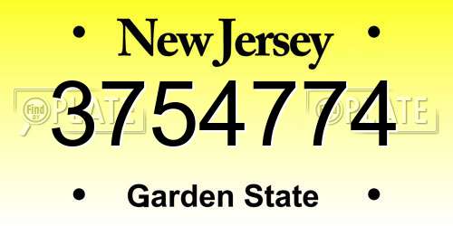 3754774 New Jersey License Plate