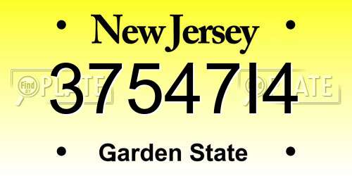 37547I4 New Jersey License Plate