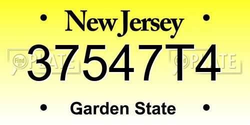 37547T4 New Jersey License Plate