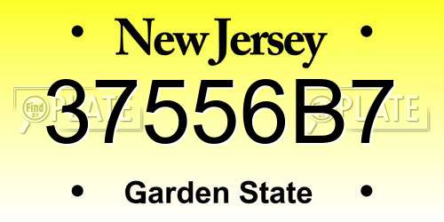 37556B7 New Jersey License Plate