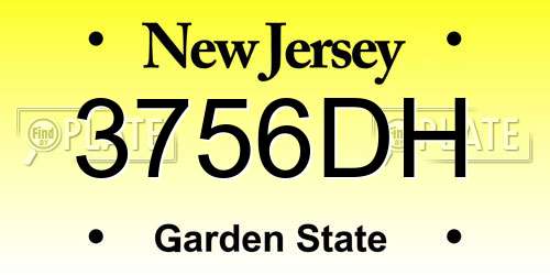 3756DH New Jersey License Plate