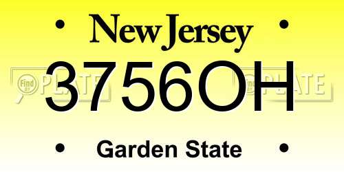3756OH New Jersey License Plate
