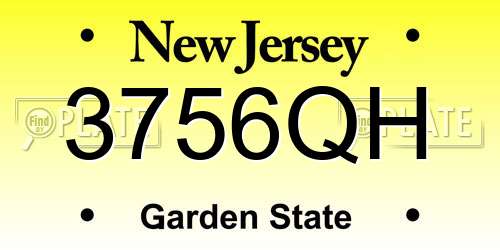 3756QH New Jersey License Plate