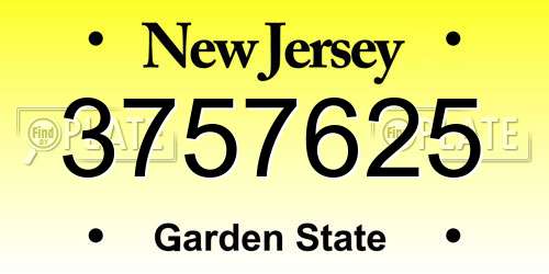 3757625 New Jersey License Plate