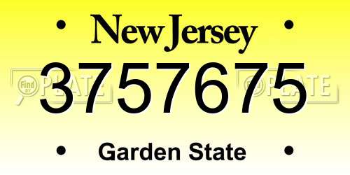 3757675 New Jersey License Plate