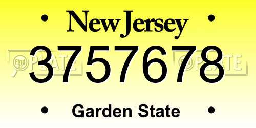 3757678 New Jersey License Plate