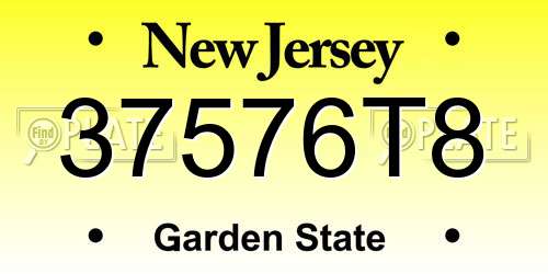 37576T8 New Jersey License Plate