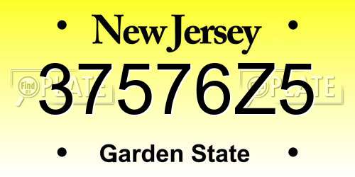 37576Z5 New Jersey License Plate