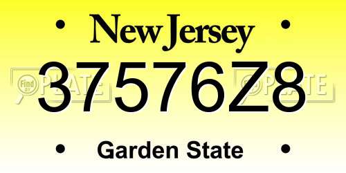 37576Z8 New Jersey License Plate