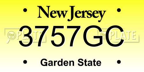 3757GC New Jersey License Plate