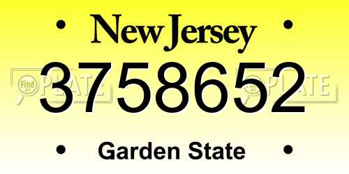 3758652 New Jersey License Plate