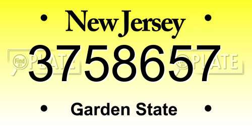 3758657 New Jersey License Plate