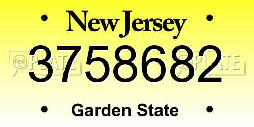 3758682 New Jersey License Plate