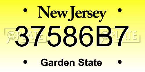 37586B7 New Jersey License Plate