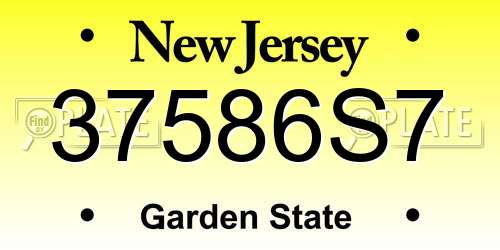37586S7 New Jersey License Plate
