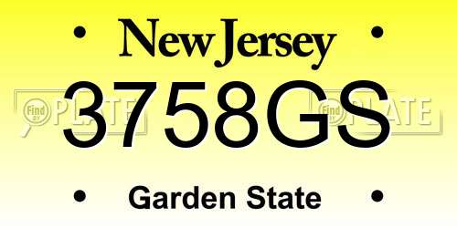 3758GS New Jersey License Plate
