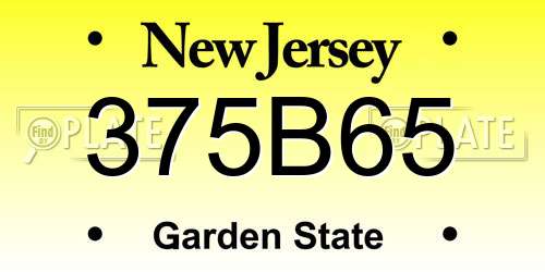 375B65 New Jersey License Plate