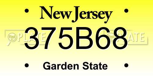 375B68 New Jersey License Plate
