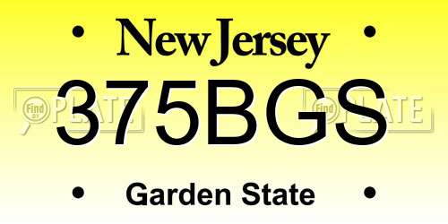 375BGS New Jersey License Plate