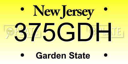 375GDH New Jersey License Plate