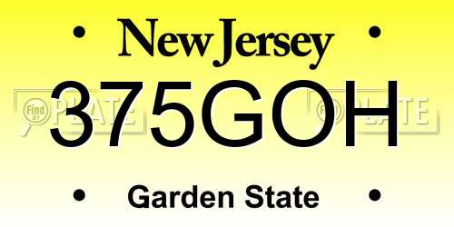 375GOH New Jersey License Plate