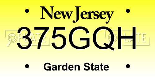 375GQH New Jersey License Plate
