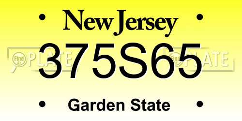375S65 New Jersey License Plate