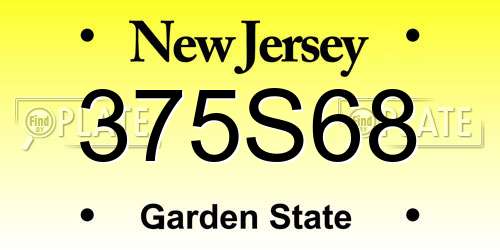 375S68 New Jersey License Plate