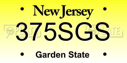 375SGS New Jersey License Plate