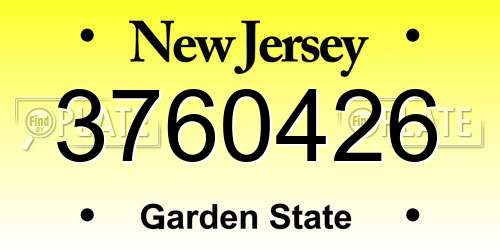 3760426 New Jersey License Plate